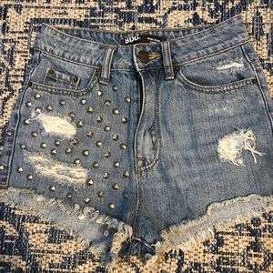 High waisted studded shorts